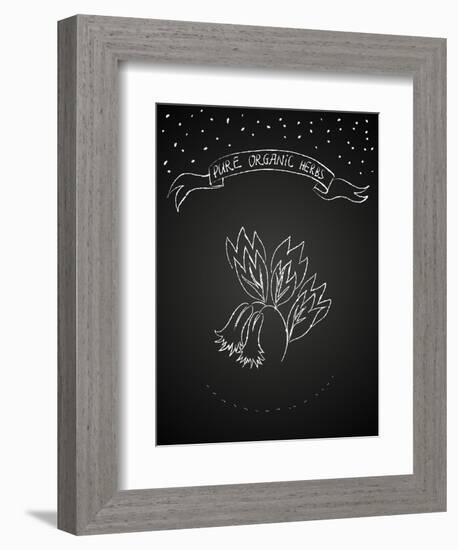 Chalk Flower on Blackboard-tukkki-Framed Premium Giclee Print