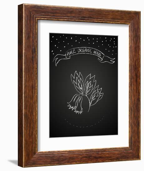 Chalk Flower on Blackboard-tukkki-Framed Premium Giclee Print