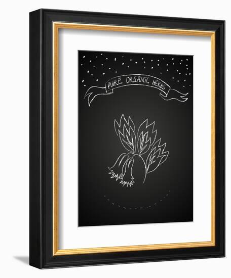 Chalk Flower on Blackboard-tukkki-Framed Premium Giclee Print