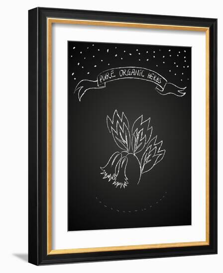 Chalk Flower on Blackboard-tukkki-Framed Art Print