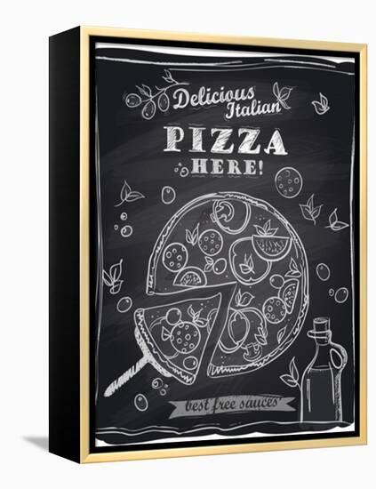Chalk Pizza with the Cut Off Slice-Selenka-Framed Stretched Canvas