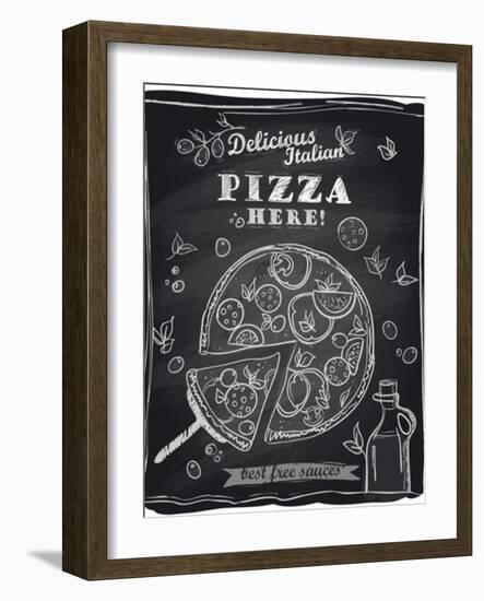 Chalk Pizza with the Cut Off Slice-Selenka-Framed Premium Giclee Print