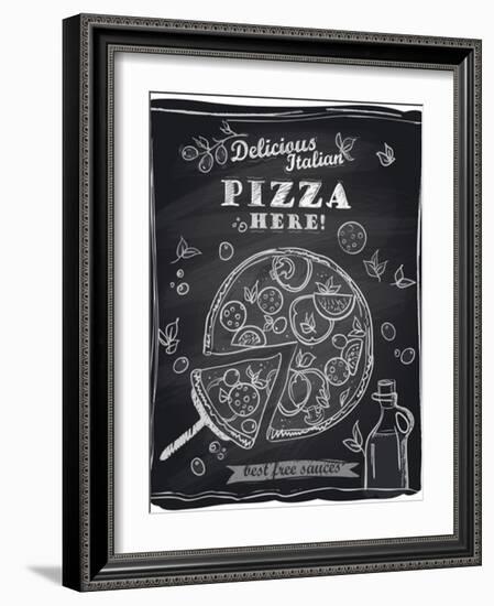 Chalk Pizza with the Cut Off Slice-Selenka-Framed Premium Giclee Print