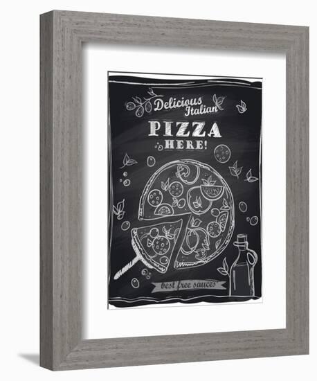 Chalk Pizza with the Cut Off Slice-Selenka-Framed Art Print
