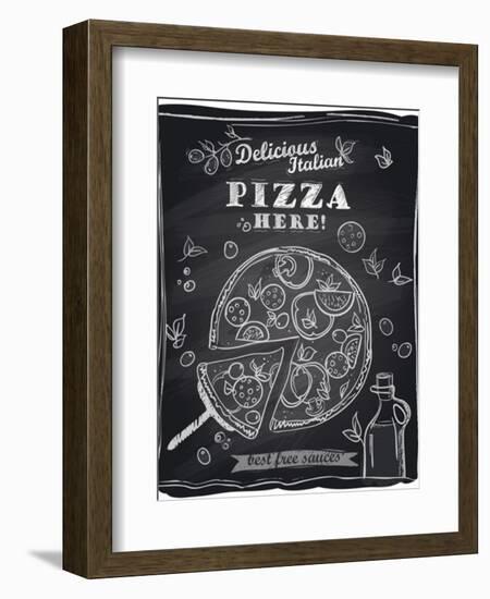 Chalk Pizza with the Cut Off Slice-Selenka-Framed Art Print