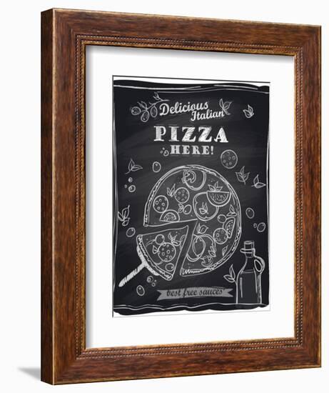 Chalk Pizza with the Cut Off Slice-Selenka-Framed Art Print