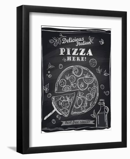 Chalk Pizza with the Cut Off Slice-Selenka-Framed Art Print