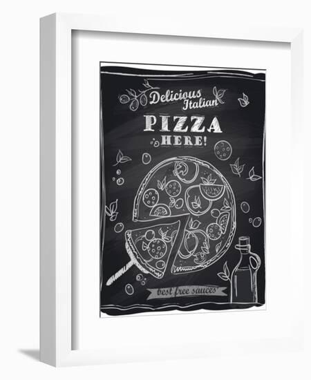 Chalk Pizza with the Cut Off Slice-Selenka-Framed Art Print