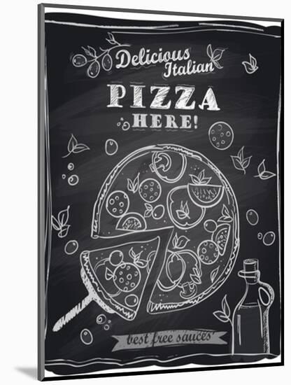 Chalk Pizza with the Cut Off Slice-Selenka-Mounted Art Print