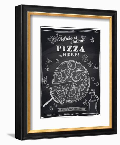 Chalk Pizza with the Cut Off Slice-Selenka-Framed Art Print