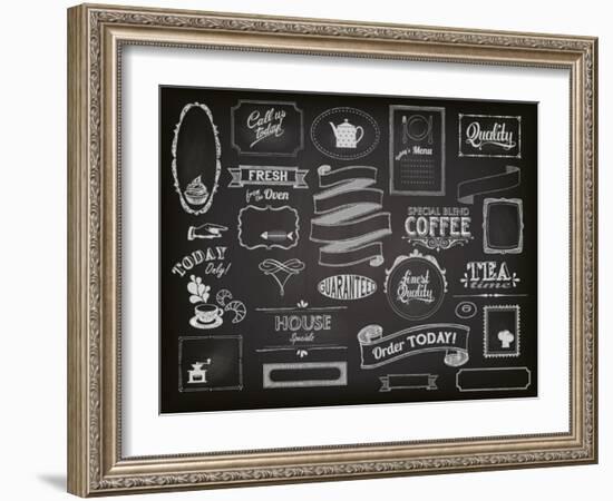 Chalkboard Ads, Including Frames, Banners, Swirls and Advertisements for Restaurant, Coffee Shop-LanaN.-Framed Art Print