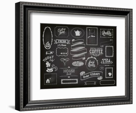 Chalkboard Ads, Including Frames, Banners, Swirls and Advertisements for Restaurant, Coffee Shop-LanaN.-Framed Art Print