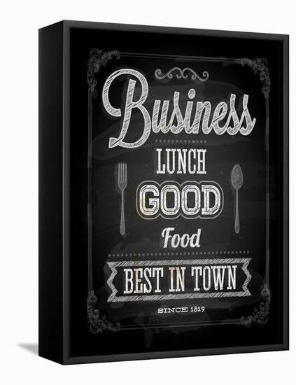 Chalkboard Business Lunch Poster, Typographic Design-Ozerina Anna-Framed Stretched Canvas