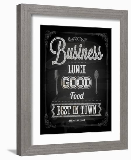 Chalkboard Business Lunch Poster, Typographic Design-Ozerina Anna-Framed Art Print