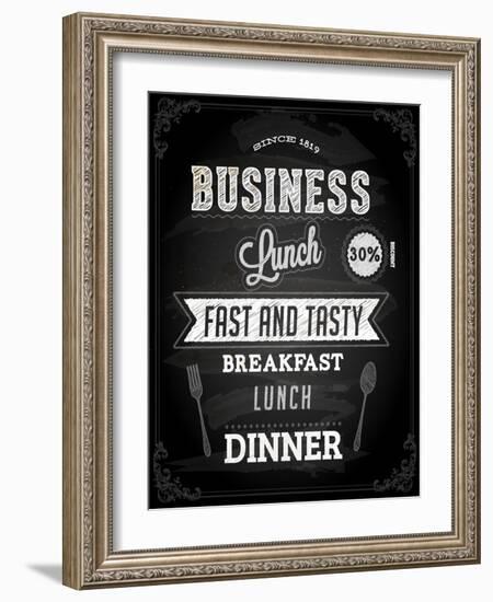 Chalkboard Business Lunch Poster, Typographic Design-Ozerina Anna-Framed Art Print