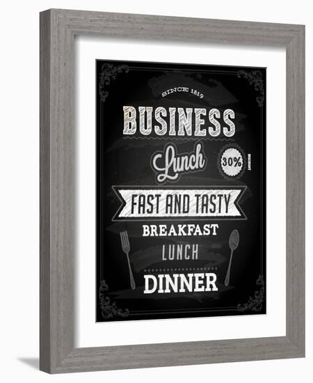 Chalkboard Business Lunch Poster, Typographic Design-Ozerina Anna-Framed Art Print