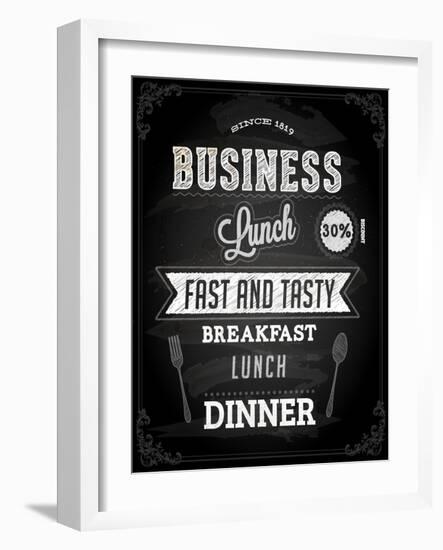 Chalkboard Business Lunch Poster, Typographic Design-Ozerina Anna-Framed Art Print