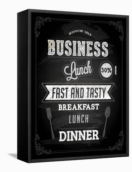 Chalkboard Business Lunch Poster, Typographic Design-Ozerina Anna-Framed Stretched Canvas