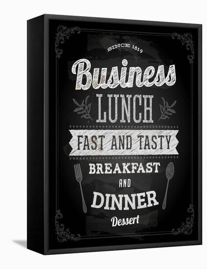 Chalkboard Business Lunch Poster, Typographic Design-Ozerina Anna-Framed Stretched Canvas