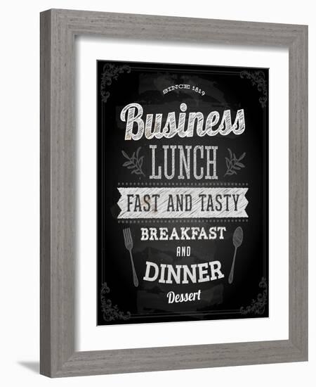 Chalkboard Business Lunch Poster, Typographic Design-Ozerina Anna-Framed Art Print