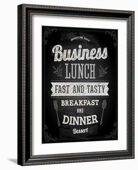 Chalkboard Business Lunch Poster, Typographic Design-Ozerina Anna-Framed Art Print