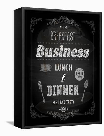 Chalkboard Business Lunch Poster, Typographic Design-Ozerina Anna-Framed Stretched Canvas