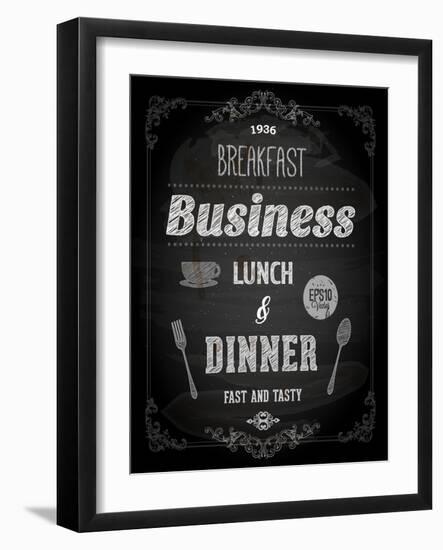 Chalkboard Business Lunch Poster, Typographic Design-Ozerina Anna-Framed Art Print