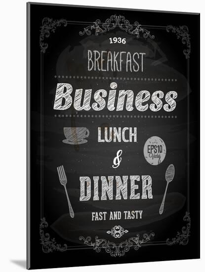 Chalkboard Business Lunch Poster, Typographic Design-Ozerina Anna-Mounted Art Print