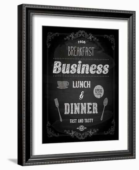 Chalkboard Business Lunch Poster, Typographic Design-Ozerina Anna-Framed Art Print