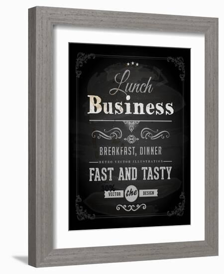 Chalkboard Business Lunch Poster, Typographic Design-Ozerina Anna-Framed Art Print