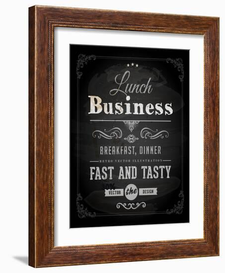 Chalkboard Business Lunch Poster, Typographic Design-Ozerina Anna-Framed Art Print