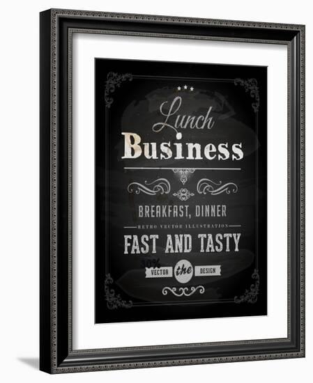 Chalkboard Business Lunch Poster, Typographic Design-Ozerina Anna-Framed Art Print