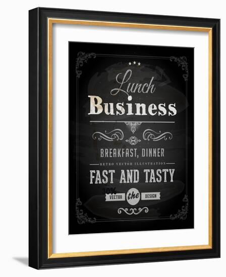 Chalkboard Business Lunch Poster, Typographic Design-Ozerina Anna-Framed Art Print