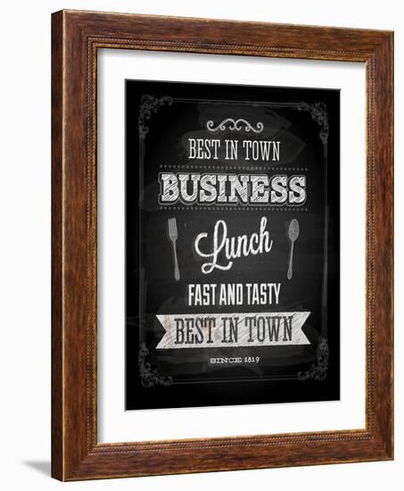 Chalkboard Business Lunch Poster, Typographic Design-Ozerina Anna-Framed Art Print