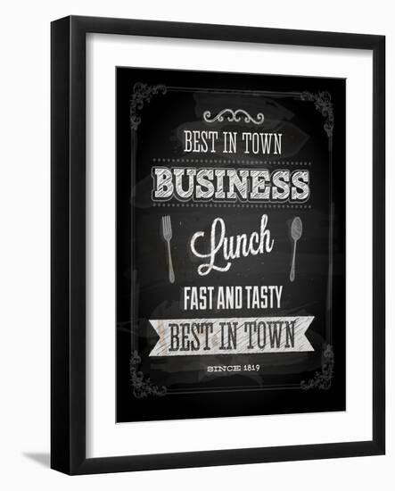 Chalkboard Business Lunch Poster, Typographic Design-Ozerina Anna-Framed Art Print