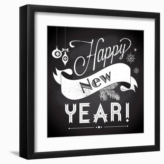 Chalkboard Happy New Year Doodles-Alisa Foytik-Framed Art Print