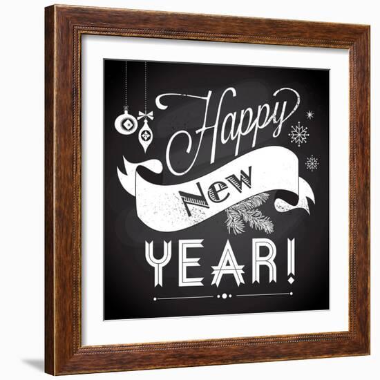 Chalkboard Happy New Year Doodles-Alisa Foytik-Framed Art Print