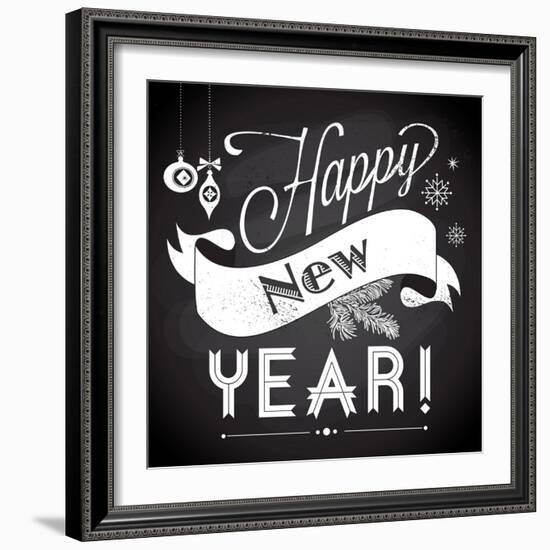 Chalkboard Happy New Year Doodles-Alisa Foytik-Framed Art Print