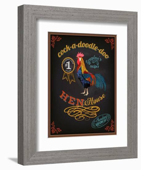 Chalkboard Poster for Chicken Restaurant-LanaN.-Framed Art Print