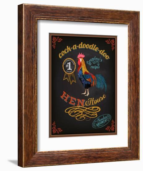 Chalkboard Poster for Chicken Restaurant-LanaN.-Framed Art Print