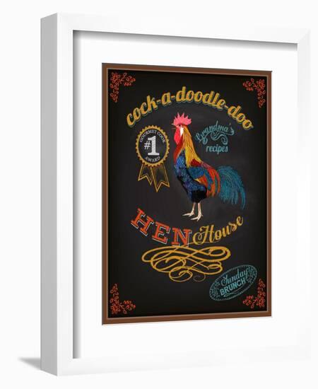 Chalkboard Poster for Chicken Restaurant-LanaN.-Framed Art Print