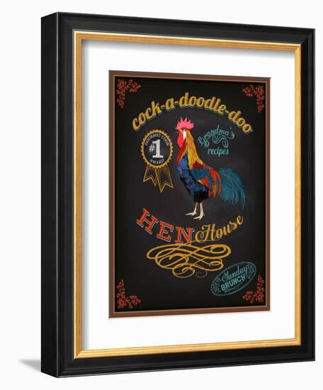 Chalkboard Poster for Chicken Restaurant-LanaN.-Framed Art Print