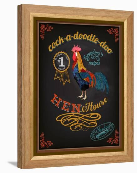 Chalkboard Poster for Chicken Restaurant-LanaN.-Framed Stretched Canvas