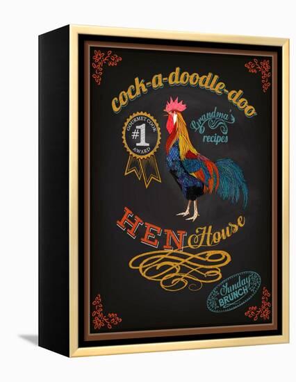 Chalkboard Poster for Chicken Restaurant-LanaN.-Framed Stretched Canvas