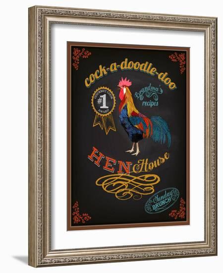 Chalkboard Poster for Chicken Restaurant-LanaN.-Framed Art Print