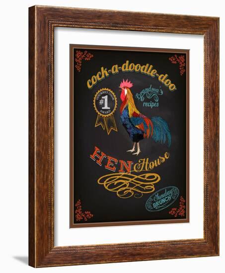 Chalkboard Poster for Chicken Restaurant-LanaN.-Framed Art Print