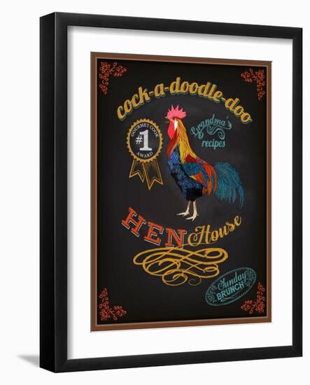 Chalkboard Poster for Chicken Restaurant-LanaN.-Framed Art Print