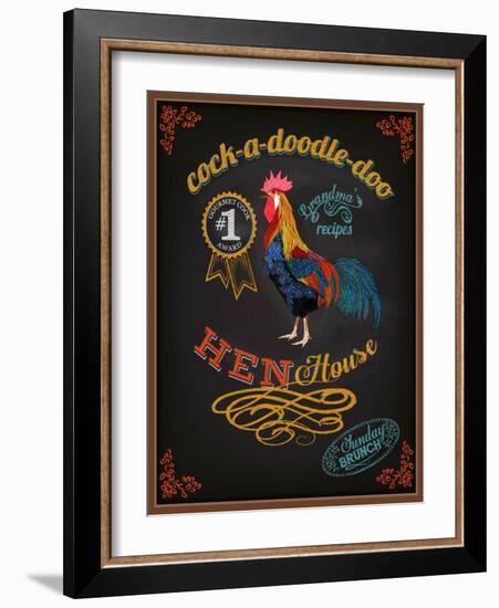 Chalkboard Poster for Chicken Restaurant-LanaN.-Framed Art Print