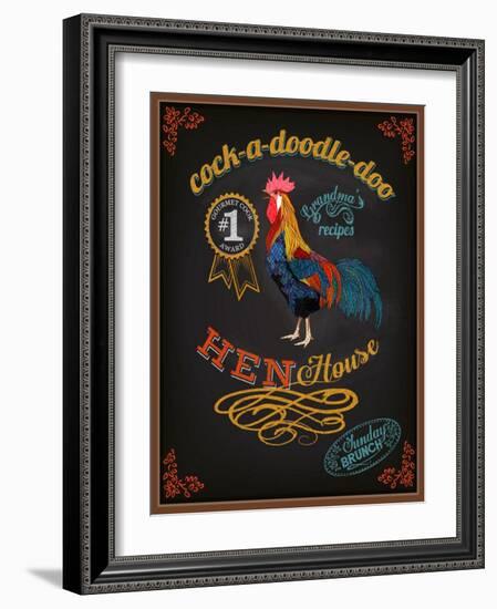 Chalkboard Poster for Chicken Restaurant-LanaN.-Framed Art Print