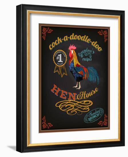 Chalkboard Poster for Chicken Restaurant-LanaN.-Framed Art Print